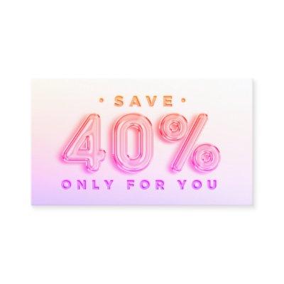 QR CODE 40%OFF DISCOUNT PROMOTIONAL PINK