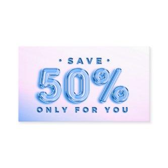 QR CODE 50%OFF DISCOUNT INSERT LOGO PINK BLUE