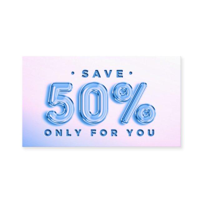 QR CODE 50%OFF DISCOUNT INSERT LOGO PINK BLUE