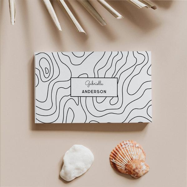 QR Code Abstract Line Pattern Monogram White