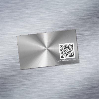 QR Code Ad Plain Sliver Metal Stainless Steel Look  Magnet
