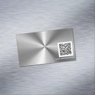 QR Code Ad Plain Sliver Metal Stainless Steel Look  Magnet