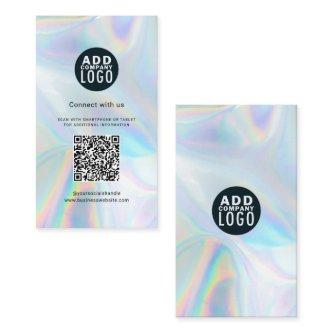 QR Code and Business Logo Holographic Elegant