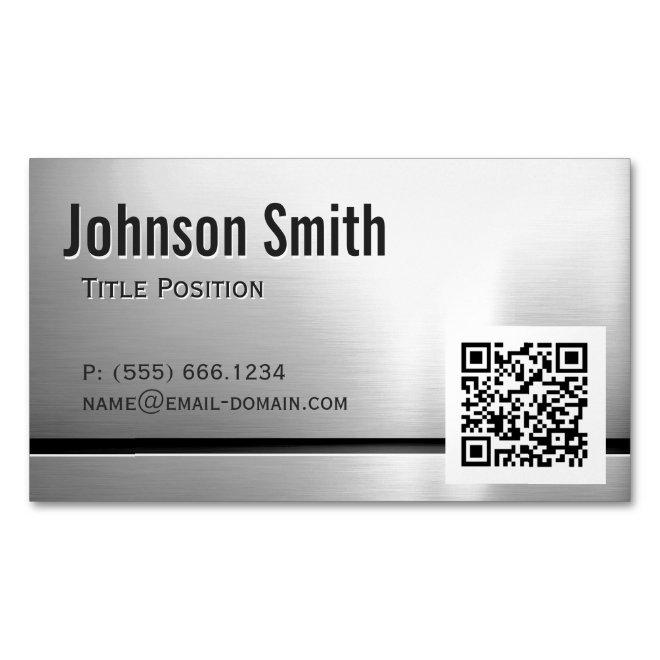 QR Code and Stainless Steel - Brushed Metal Look Magnetic