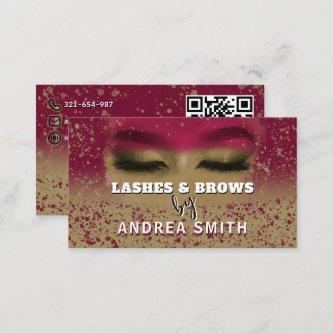 QR Code | Artistic Burgundy Yellow | Lashes Brows