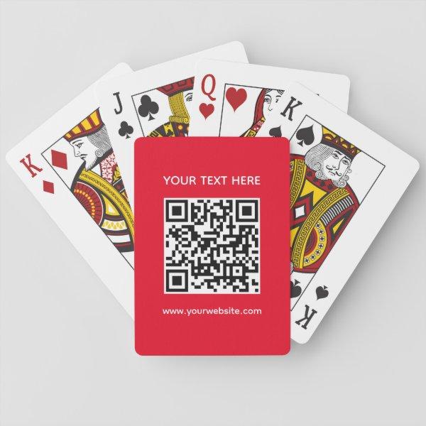 QR Code Barcode Website Url Red Custom Template Playing Cards