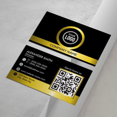 QR Code Black And Gold Professional Company Logo