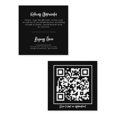 QR Code Black and White Modern Referral Card