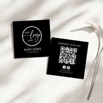 QR Code Black Custom Logo Connect with Us Square