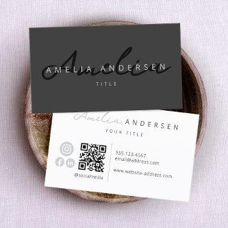 QR Code Black Modern Professional Social Media