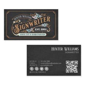 QR Code Black Vintage Signwriter Signs & Displays