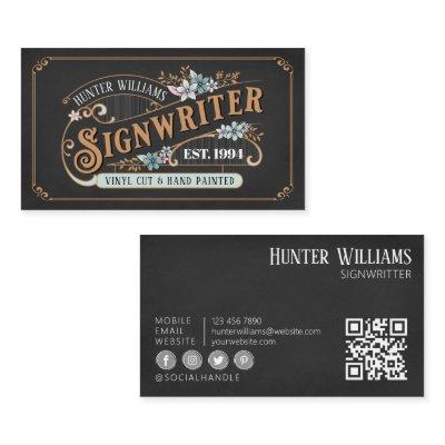 QR Code Black Vintage Signwriter Signs & Displays