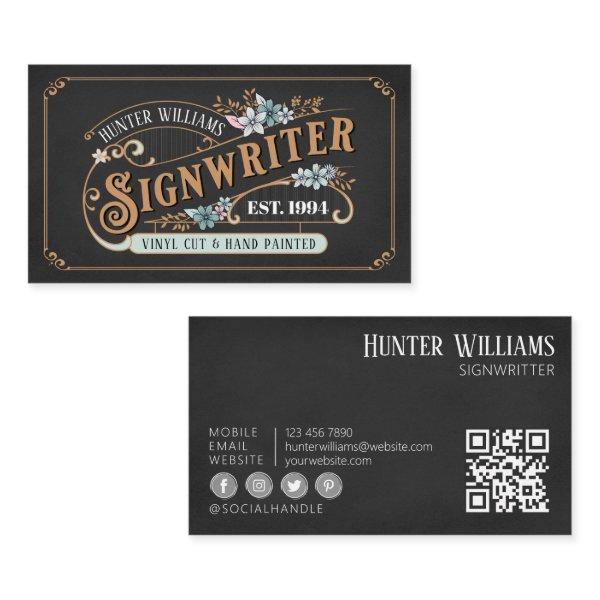 QR Code Black Vintage Signwriter Signs & Displays