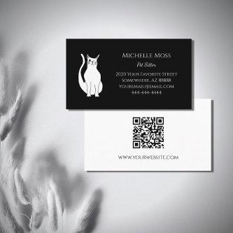 QR code Black White Cat Pet Sitter Scannable