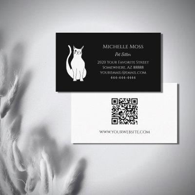 QR code Black White Cat Pet Sitter Scannable