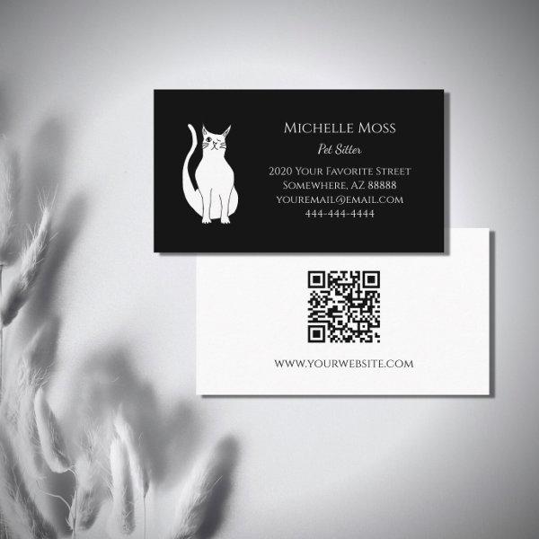 QR code Black White Cat Pet Sitter Scannable