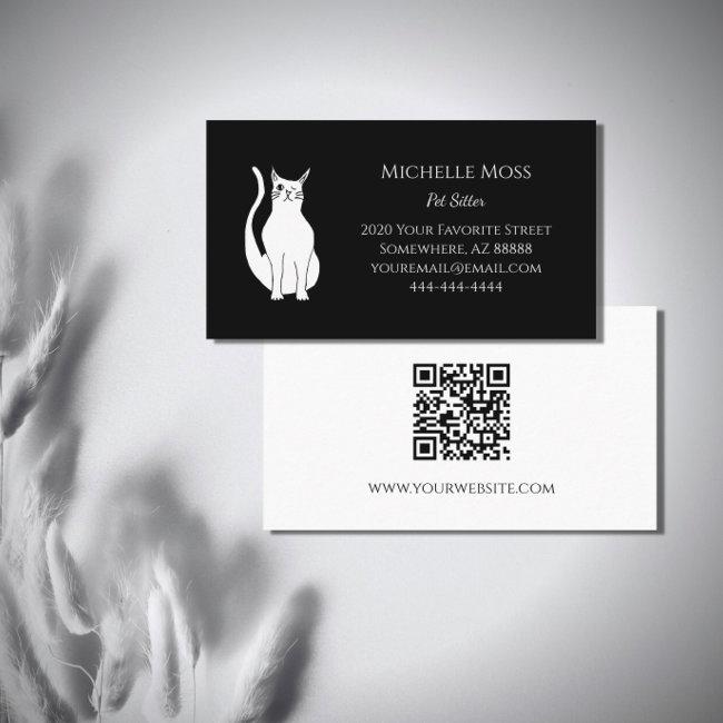 QR code Black White Cat Pet Sitter Scannable