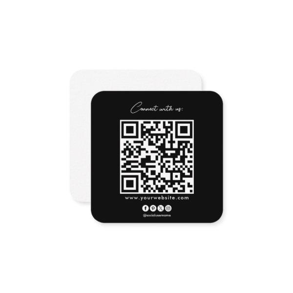 QR Code Black White Follow Scan To Connect With Us Square