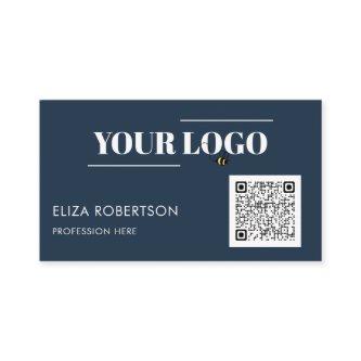 QR Code Blue Professional Business Logo Custom