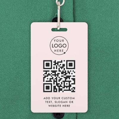 QR Code | Blush Pink Business Logo Professional Badge