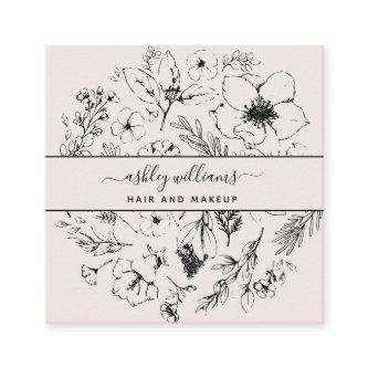 QR Code Botanical Blush Black Script Name Square Square