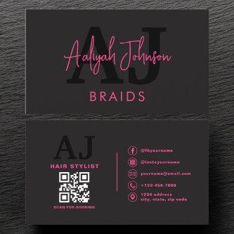 QR Code Braids Hair Stylist Modern Typography