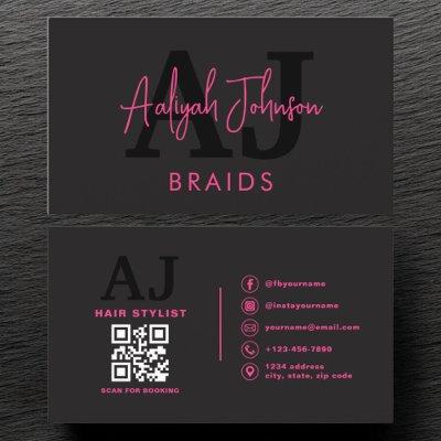 QR Code Braids Hair Stylist Modern Typography