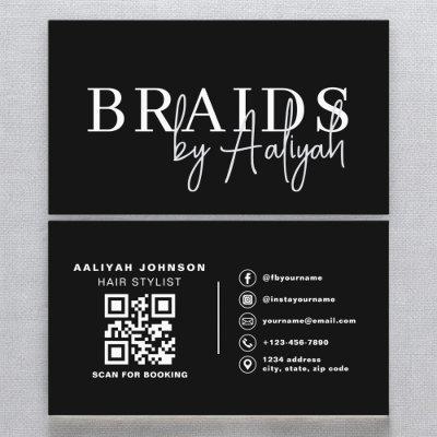 QR Code Braids Hair Stylist Modern Typography