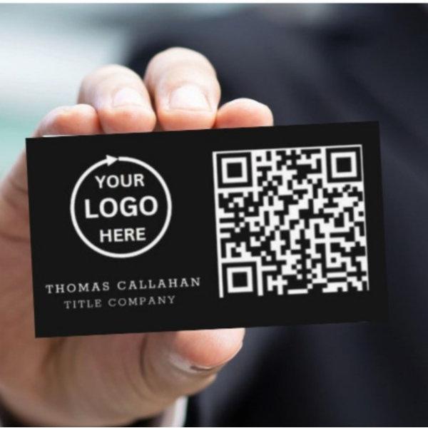 QR Code Business Logo Black Modern Professional