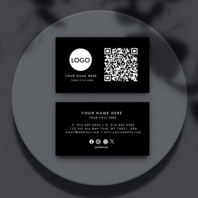 QR Code Business Logo | Black Modern Professional