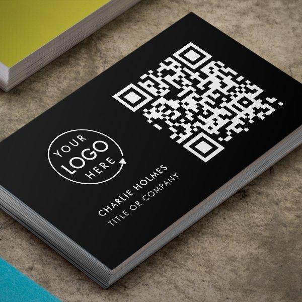 QR Code Business Logo | Black Modern Professional
