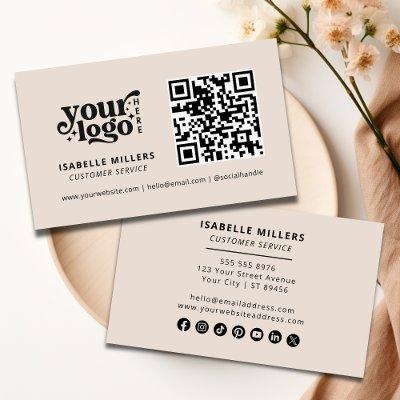 QR Code Business Logo Modern Professional Beige