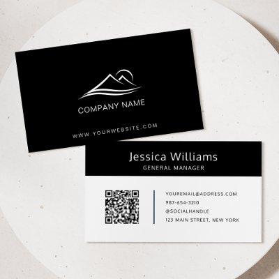 QR Code Business Logo Modern Professional Black