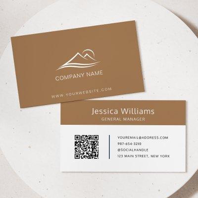 QR Code Business Logo Modern Professional Brown