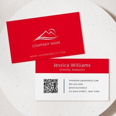 QR Code Business Logo Modern Professional Red