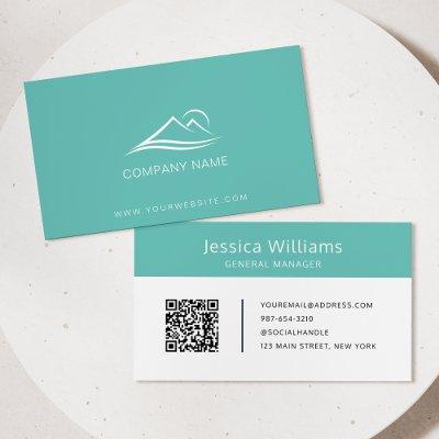 QR Code Business Logo Modern Professional Teal