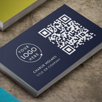 QR Code Business Logo | Navy Modern Professional