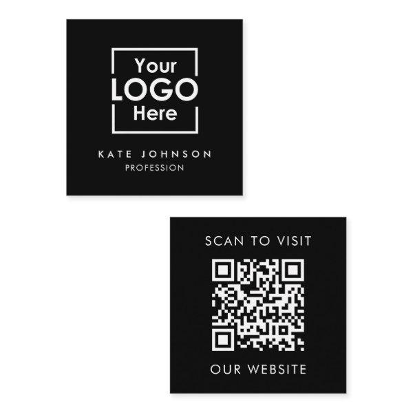 QR Code Business Logo Professional Black White  Square