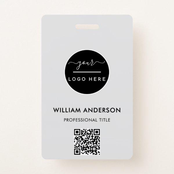 QR Code | Business Logo Professional Simple Gray B Badge