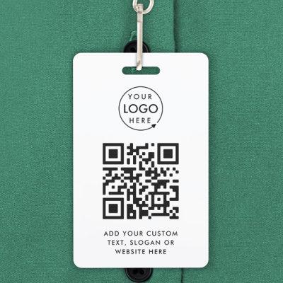 QR Code | Business Logo Professional Simple White Badge