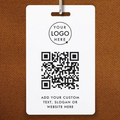QR Code | Business Logo Professional Simple White Badge