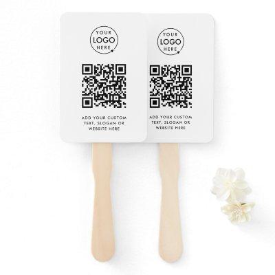 QR Code | Business Logo Professional Simple White Hand Fan