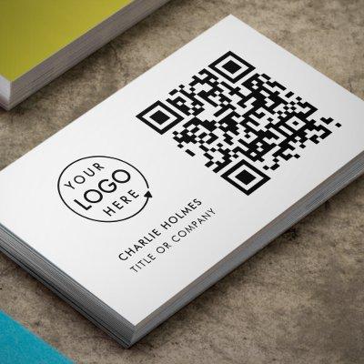 QR Code Business Logo | Simple Minimalist White