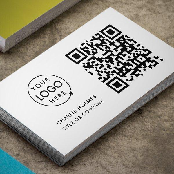 QR Code Business Logo | Simple Minimalist White