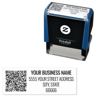 QR Code Business Name Address Self-inking Stamp