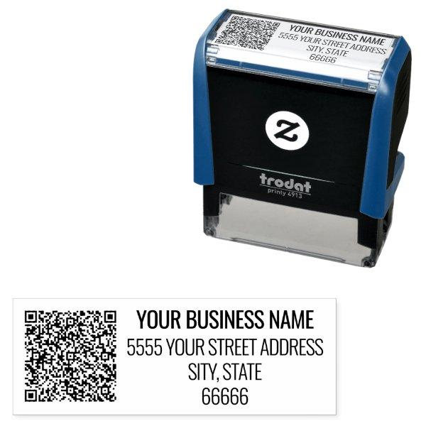 QR Code Business Name Address Self-inking Stamp