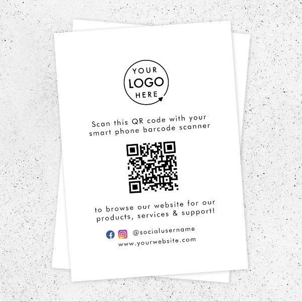 QR Code Business Website Scan Me Social Media Logo Enclosure Card