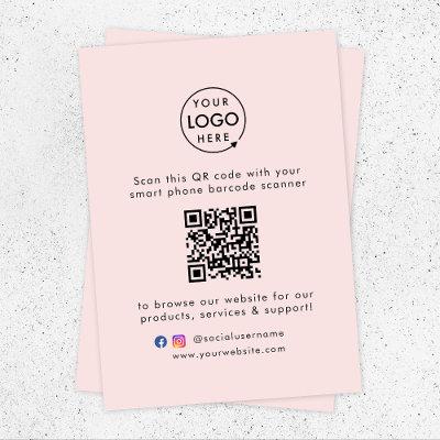 QR Code Business Website Scan Me Social Media Pink Enclosure Card