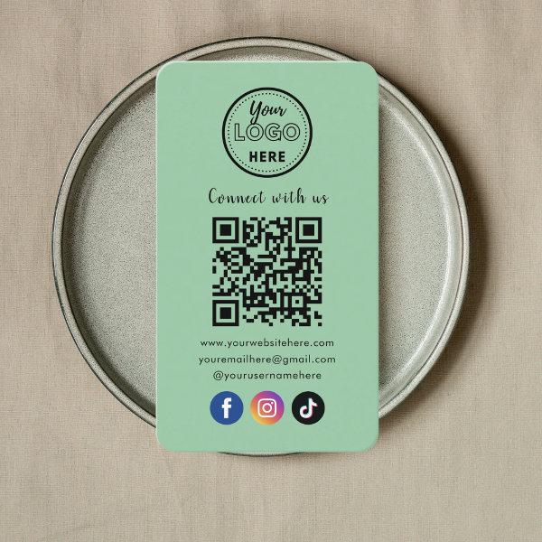 QR Code Connect With Us Social Media Mint Green