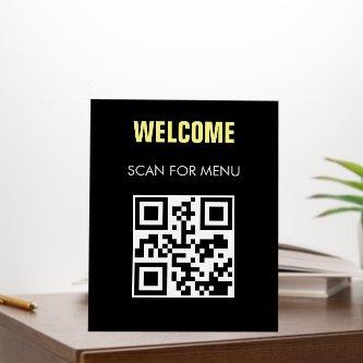 QR Code Contactless Scannable Menu Black White Foam Board